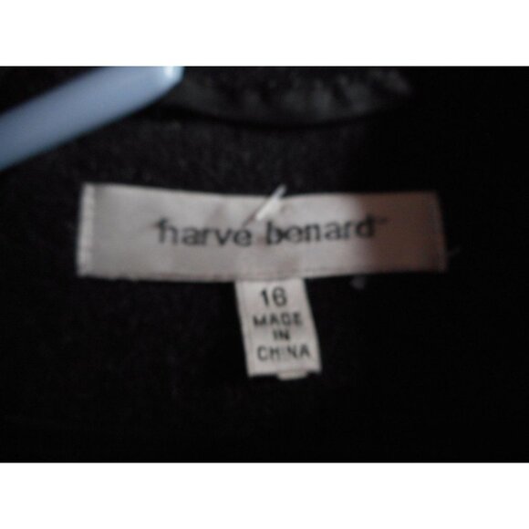 Vtg Harve Benard Black100% wool Overcoat lined - Picture 2 of 5